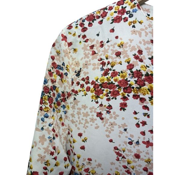 MDRN Balfour Pleated Floral Dress Long Sleeve Drop Waist Tea Length Roses Small - Picture 4 of 10